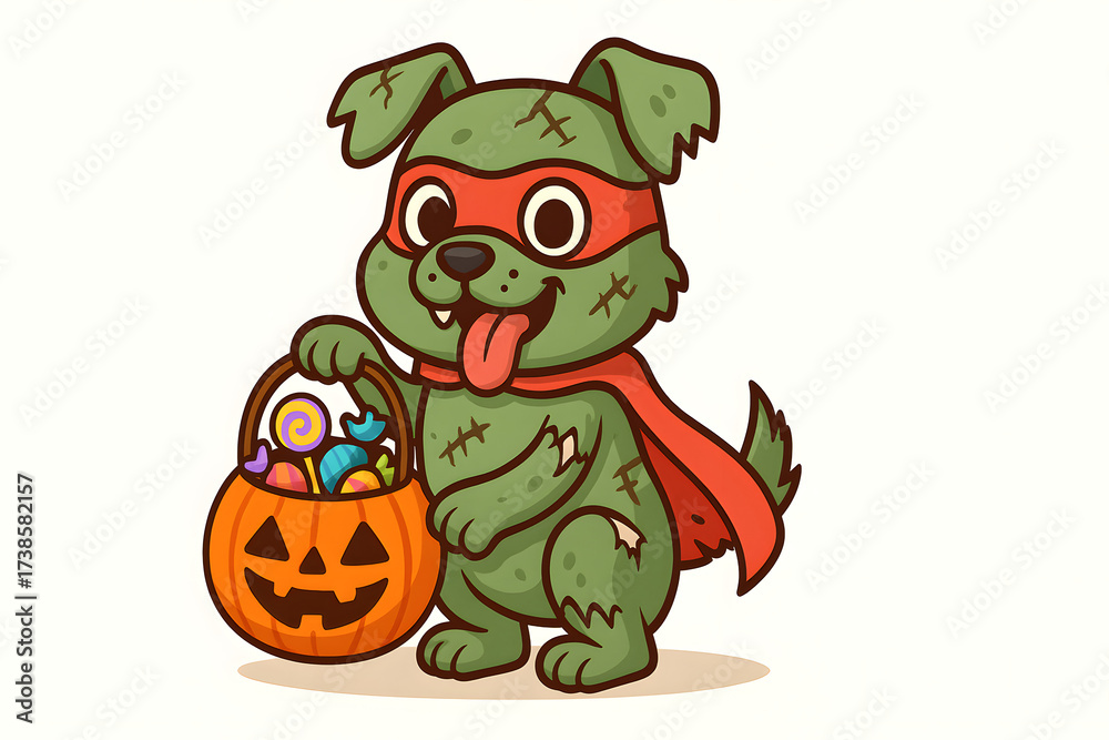 Obraz premium Cute Zombie Dog Trick or Treating