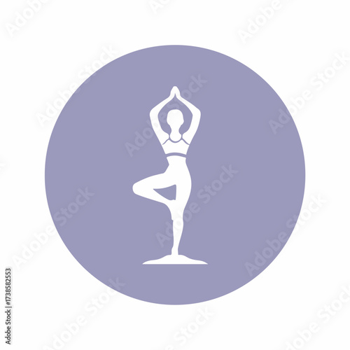 Sleek Yoga Pose Icon in Monochrome
