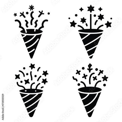 party popper Icon set Vector Art, Icons and Graphics