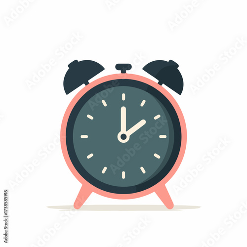 Sleek Alarm Clock Icon in Flat Design