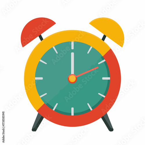 Sleek Alarm Clock Icon in Flat Design