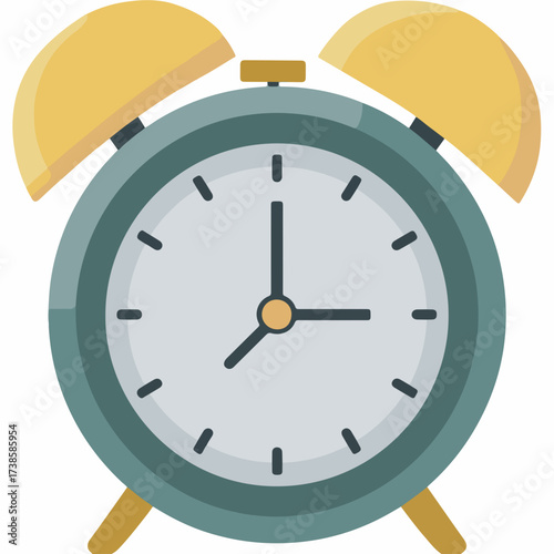 Minimalistic alarm clock icon in flat style