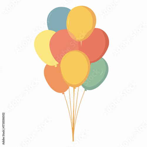 Whimsical Balloons Icon in Flat Style
