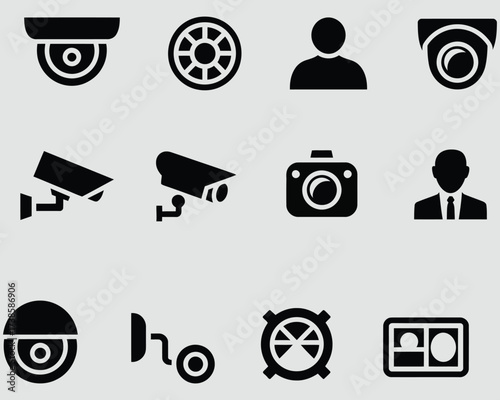 Collection of Security and Surveillance Icons for Safety and Monitoring