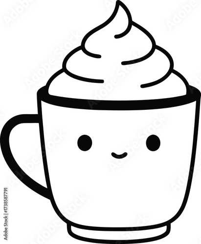 A hot black coffee in a ceramic mug with a handle is an isolated object on a white background for a morning beverage