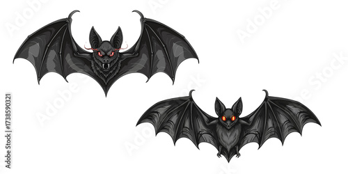 Spooky Bat with Wide Wings Symmetrical Vector Design
