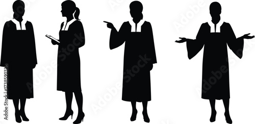 judge, worker, silhouette, robe, gavel, clipboard, document, law, court, justice, authority, legal, occupation, profession, vector, illustration, courtroom, decision, trial, judiciary, verdict