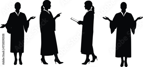 judge, woman, silhouette, robe, gavel, document, law, court, justice, authority, legal, occupation, profession, vector, illustration, courtroom, decision, trial, judiciary, verdict, lawyer