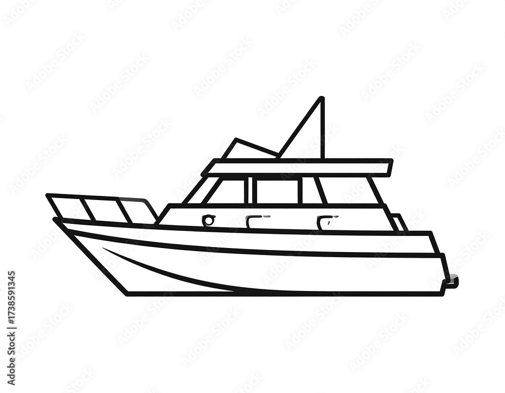 Naklejka premium Elegant Motor Yacht Silhouette Illustration.