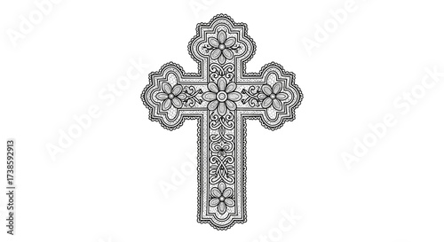 Sacred Emblem: A meticulously crafted ornate cross, an enduring symbol of faith and devotion, stands out with intricate details and timeless design.