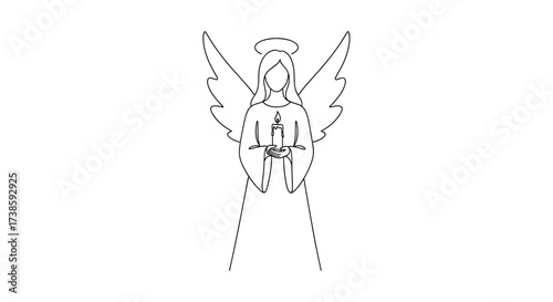 A Heavenly Illumination: An angelic figure, adorned with a halo and wings, radiates serene beauty as it gently cradles a candle, symbolizing hope and guiding light. 