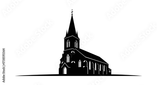 Silhouette of a Church: A captivating silhouette of a traditional church, showcasing its timeless architectural design, stands gracefully against a clear backdrop.