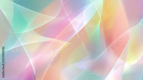 Abstract flowing ribbons in soft pastel hues creating a luminous, ethereal ambiance