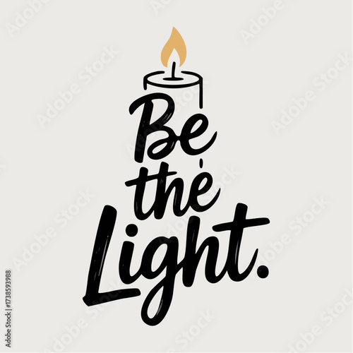 scandinavian minimalist candle line drawing with organic brush-script be the light motif for inspirational cards