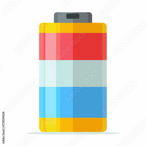 Colorful Battery Icon in Flat Design Style