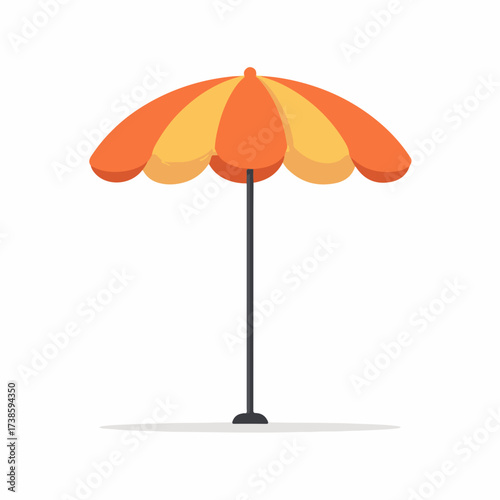 Stylish Beach Umbrella Icon in Flat Style