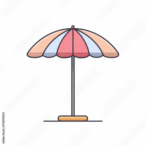 Modern Beach Umbrella Icon in Flat Style