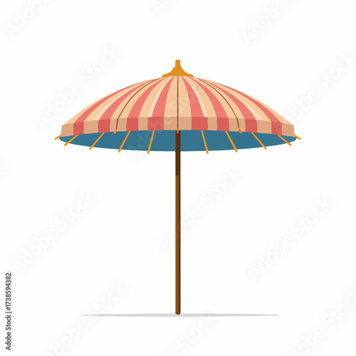 Elegant Beach Umbrella Flat Vector Illustration