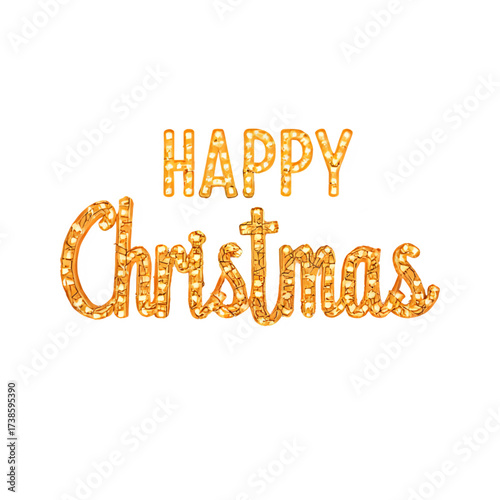 Happy christmas festive holiday season celebration golden text art