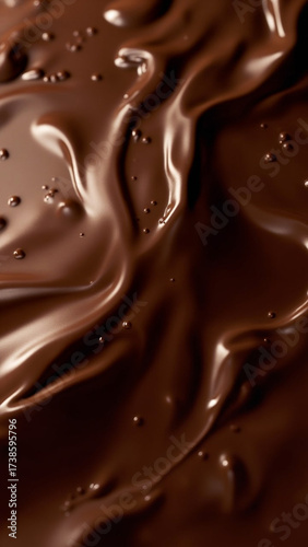 Beautiful abstract brown background for cafe, liquid chocolate texture top view