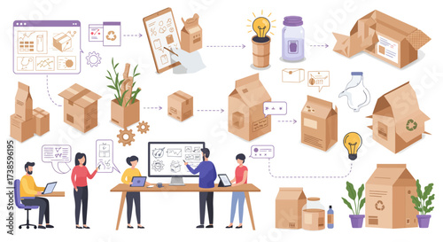 Eco-friendly packaging design process with sustainable materials and recyclin…