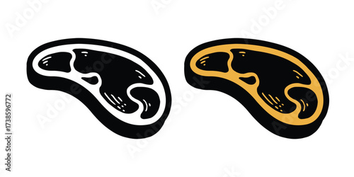 Steak Meat Vector Icon. Grilled Beef Illustration. Meat Cut Vector. Beef Steak Graphic for BBQ and Restaurant