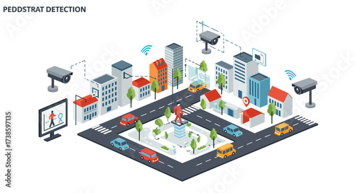 Smart city surveillance system with isometric design