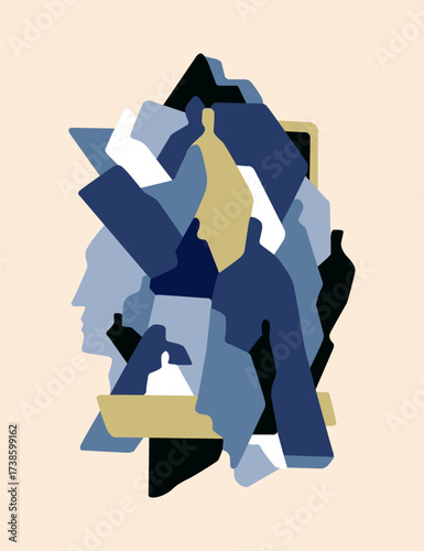 Modern people mental health social issues abstract vector background , multicolored illustration design element