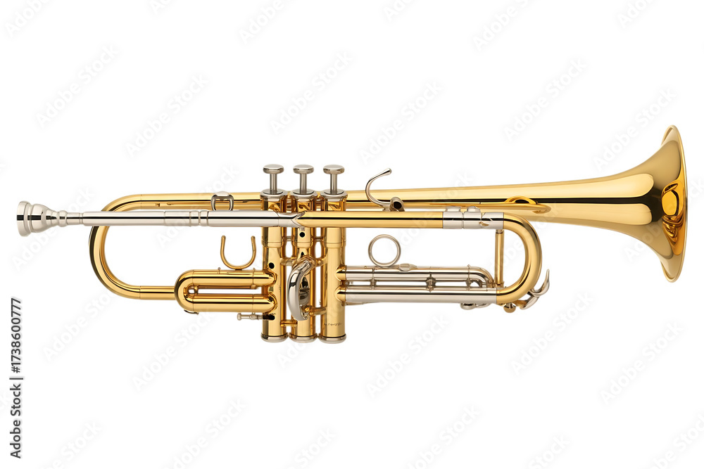 Obraz premium Gold Trumpet image isolated on a transparent