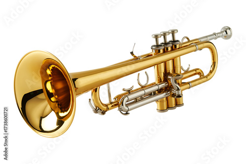 Gold Trumpet image isolated on a transparent