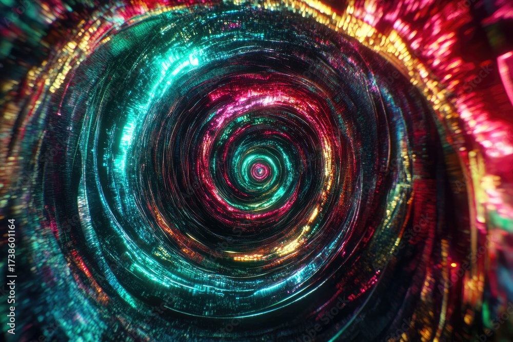 Obraz premium Vibrant swirling vortex of multicolored lines