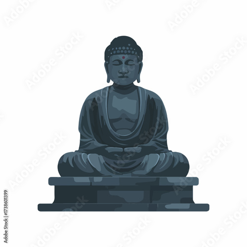 Buddha Statue Icon in Flat Vector Style