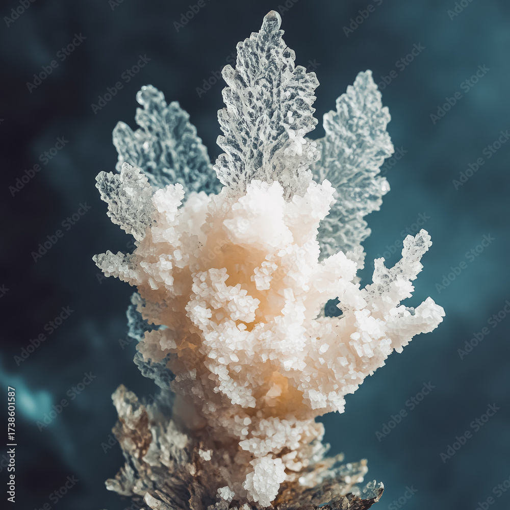 Fototapeta premium Unique crystalline mineral formation with intricate textures and vibrant colors in natural setting