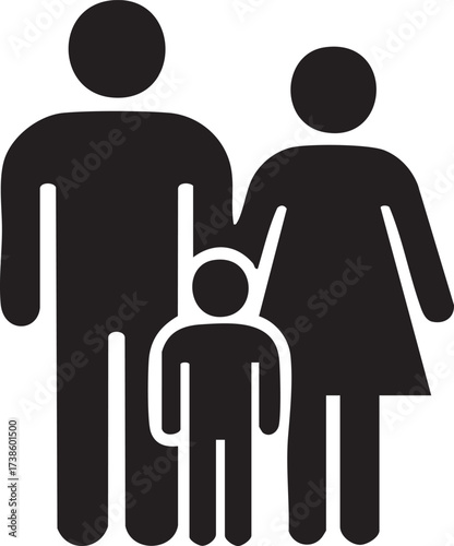 Nuclear Family Group Silhouettes Icon Vector
