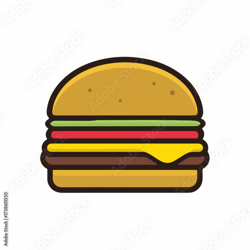 Minimalist Burger Icon Outline Design