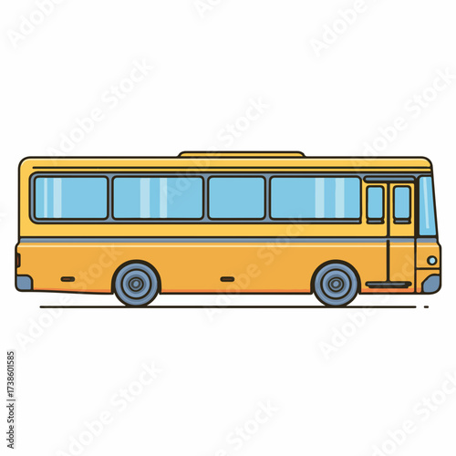 Sleek Bus Outline Icon in Flat Vector Style