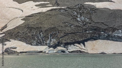 Time lapse, Melting glacier in the Swiss Alps. Clariden Glacier, Klausen Pass, canton of Uri, Switzerland