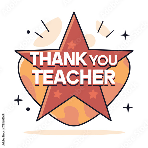 Thank You Teacher graphic design with star and colorful background  