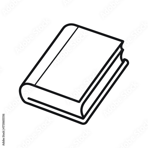 Closed Book Outline Line Art Vector