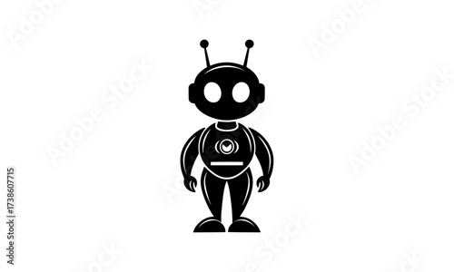 Vector silhouette of a AI robot. Humanoid robot icon, symbol, cyborg logo.