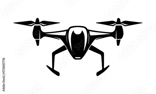Vector silhouette of a modern drone. Drone icon, symbol, drone logo.