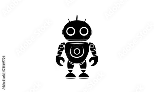 Vector silhouette of a AI robot. Humanoid robot icon, symbol, cyborg logo.