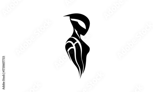 Vector silhouette of a modern robot. AI robot icon, symbol, humanoid logo.
