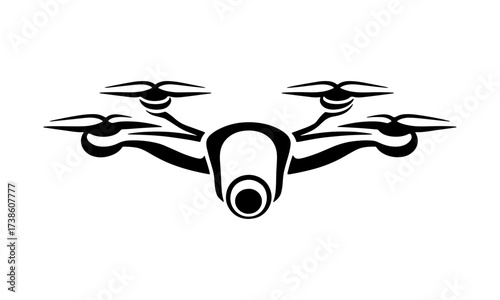 Vector silhouette of a modern drone. Drone icon, symbol, drone logo.