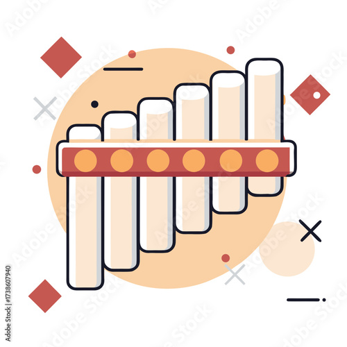 Xylophone musical instrument in flat design with geometric shapes  