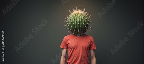 Defensive and aloof person with cactus head