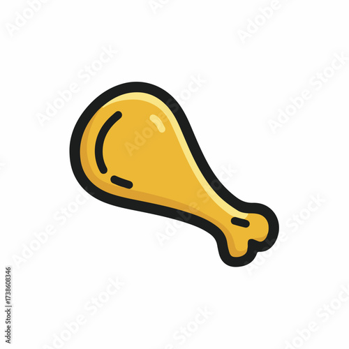 Minimalistic Chicken Leg Flat Vector Icon