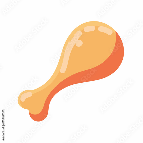 Minimalistic Chicken Leg Flat Vector Icon