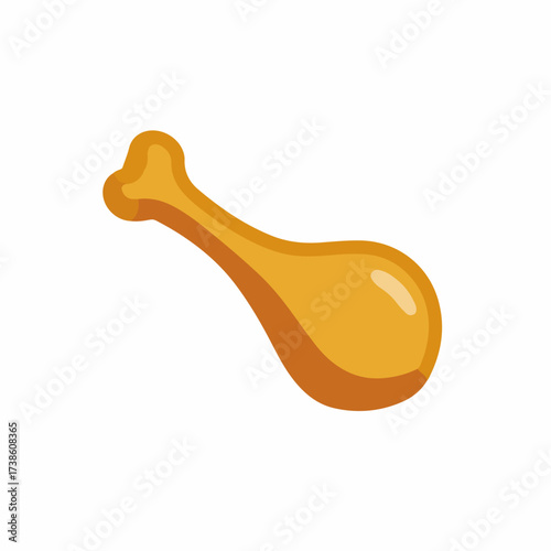 Simple Chicken Leg Flat Vector Icon