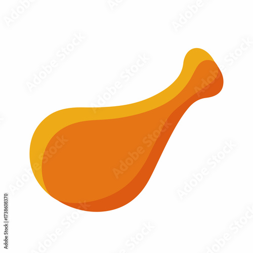 Minimal Chicken Leg Flat Vector Icon